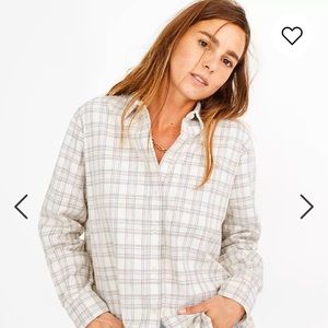 NWT Madewell corduroy oversized ex boyfriend shirt in Lombard plaid, size XS.